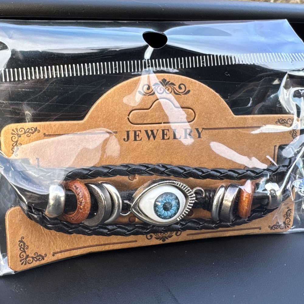 Brown Leather Eye Bracelet